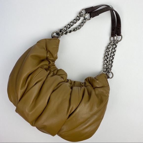 VTG Y2K Brown Leather Pillow Shoulder Bag